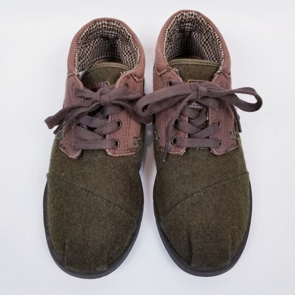 Toms Men's Wool Ridge Botas Lace Up Shoes Olive Green Brown Size 7 - Picture 2 of 7